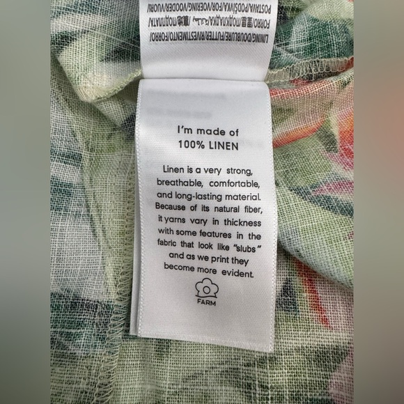 NEW | FARM Rio | Heli Leaves Button Front Linen Midi Dress | Sz L - Picture 9 of 12